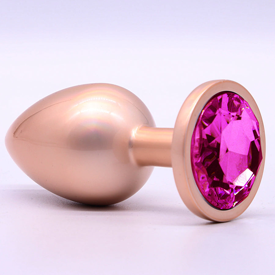 Jewelry Skin Anal Plug Gold Metal/Rose Talla S