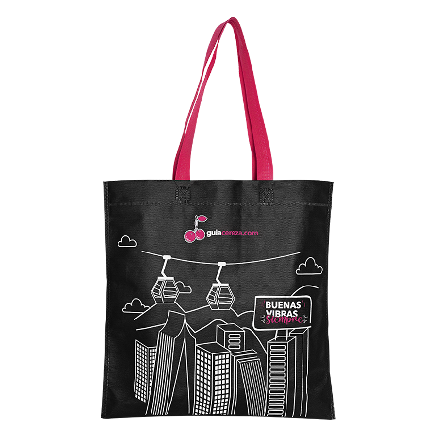 Bolsa Plana Buenas Vibras Negra 37 cm X36 cm