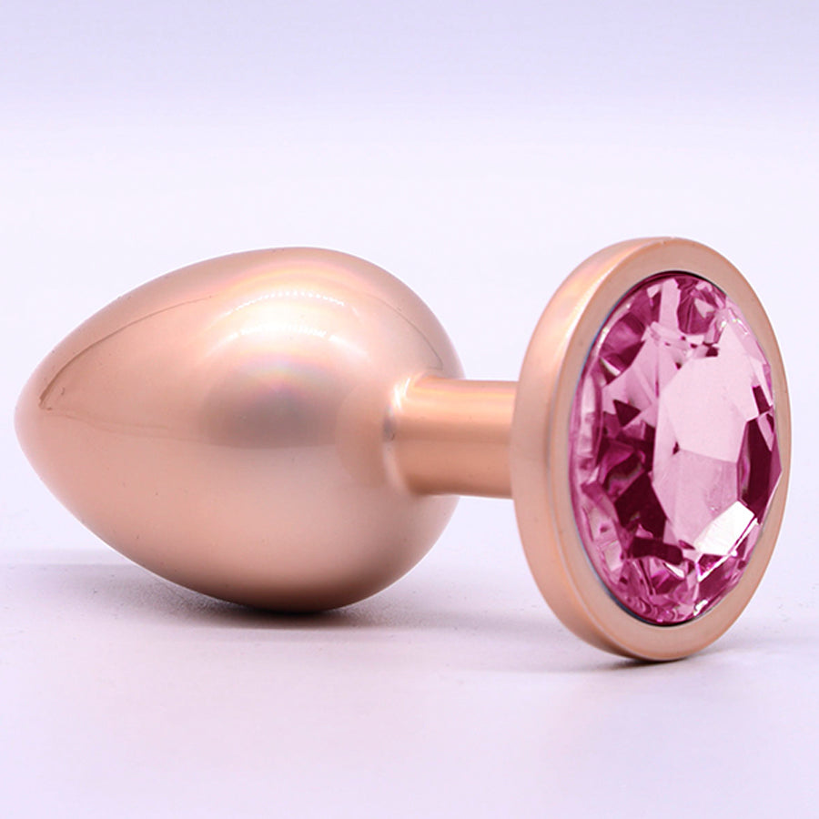Jewelry Skin Anal Plug Gold Metal/Rose Talla S