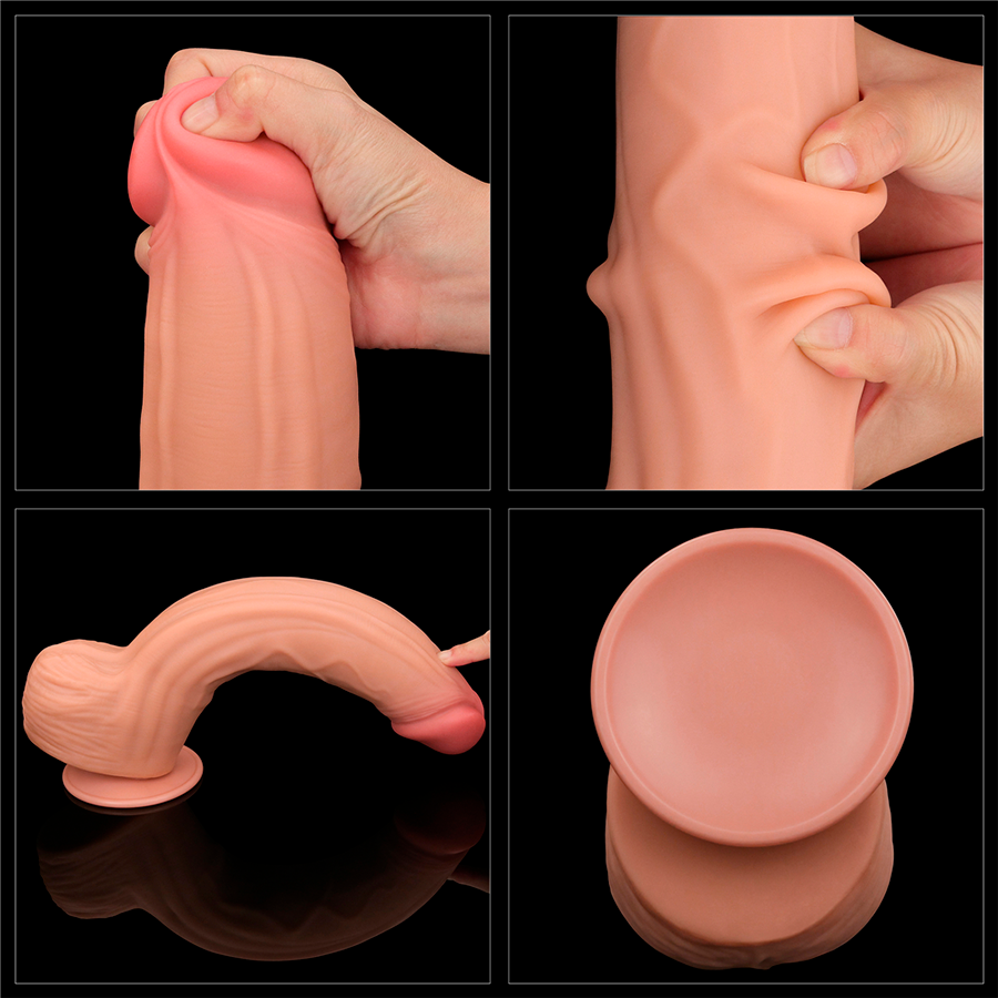 12'' King Sized Sliding Skin Dual Layer Dong